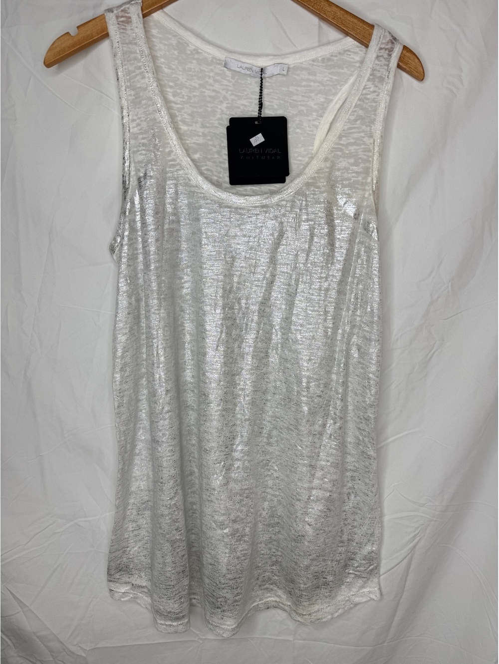 Lauren Vidal Kane Metallic Foil Burnout Tank Top NWT - Picture 10 of 10